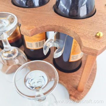 Multi Function Wooden Wine Display Rack With Holders